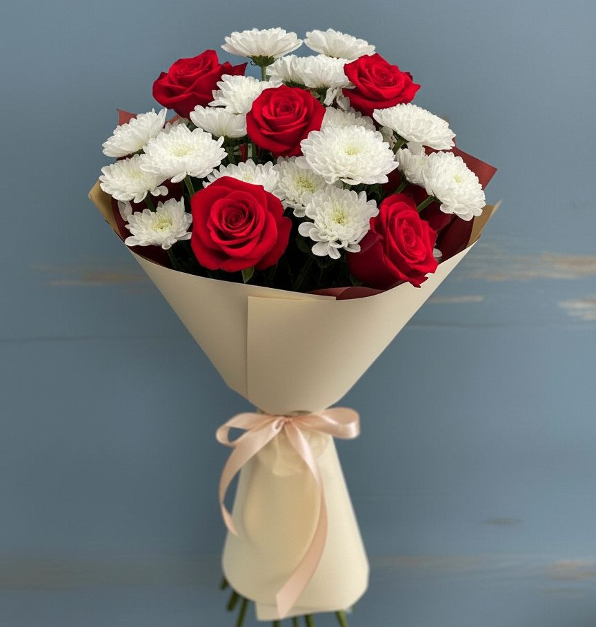 Букет цветов из: Розы и Хризантемы в Иннополисе