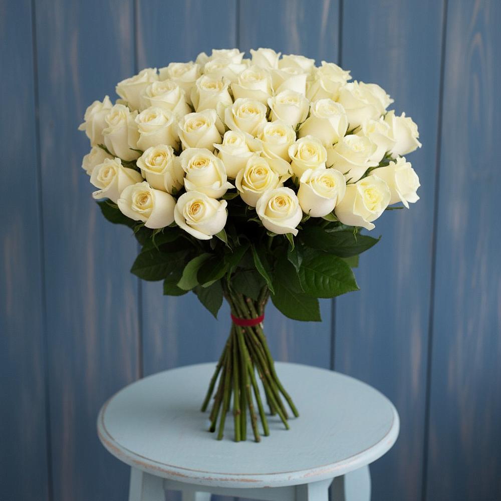 Букет 51 Белая роза Эдлесс Лав в Иннополисе