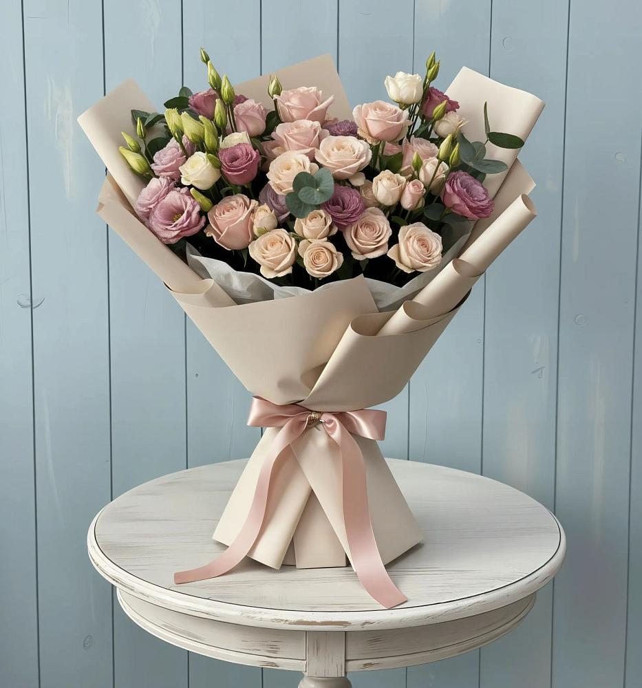 Букет цветов из: Розы и Лизиантусы в Иннополисе